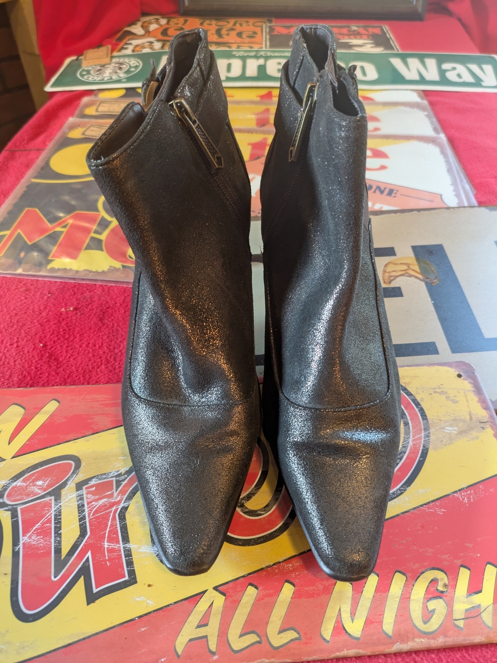 Donald Pliner Womens Black Shimmery Ankle Boots